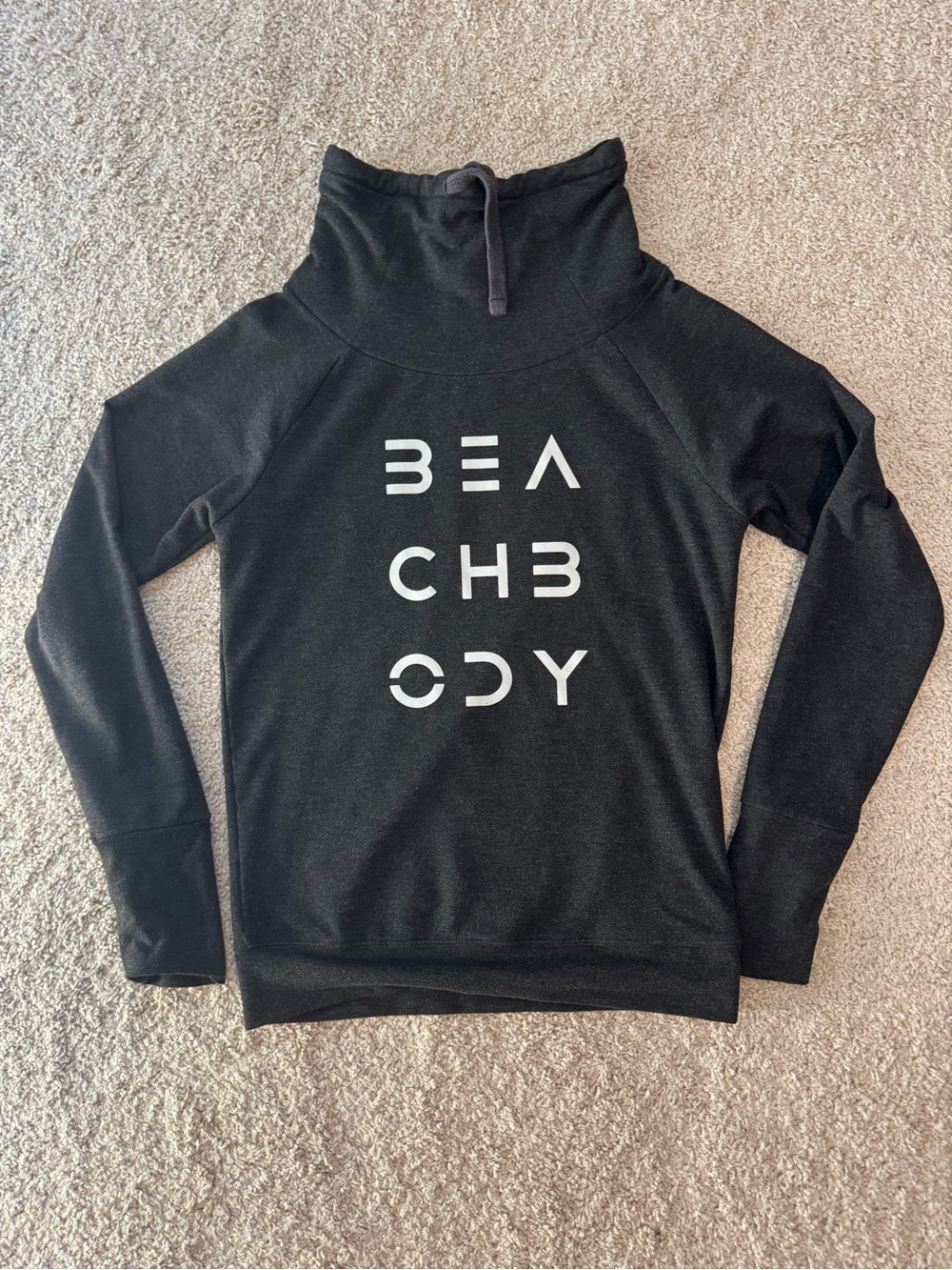 Beachbody Dark Grey Turtleneck Pullover with White Logo